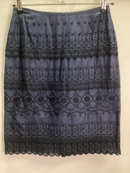 Monsoon 100% Cotton Navy Broderie Skirt Size 12