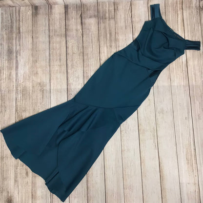 Lipsy Teal Green Off the Shoulder Long Fishtail Dress Size 8