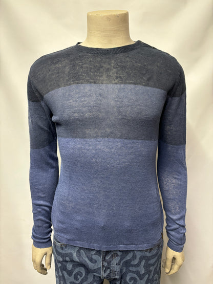 Calvin Klein Blue Linen Pull Over Knit Jumper Small