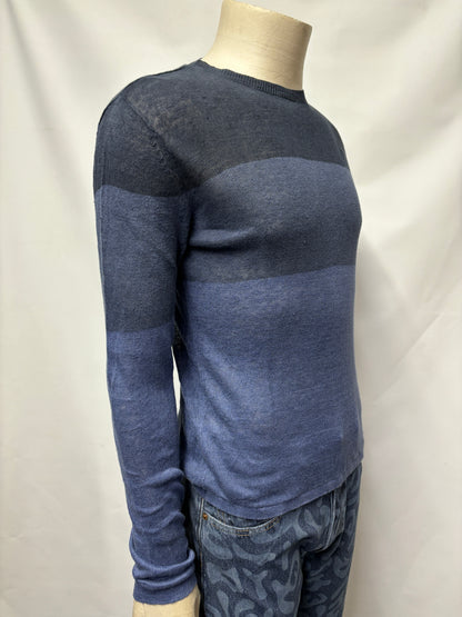 Calvin Klein Blue Linen Pull Over Knit Jumper Small