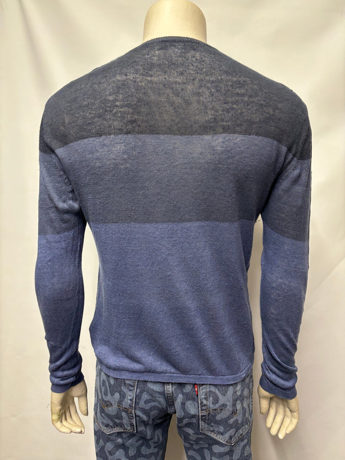 Calvin Klein Blue Linen Pull Over Knit Jumper Small