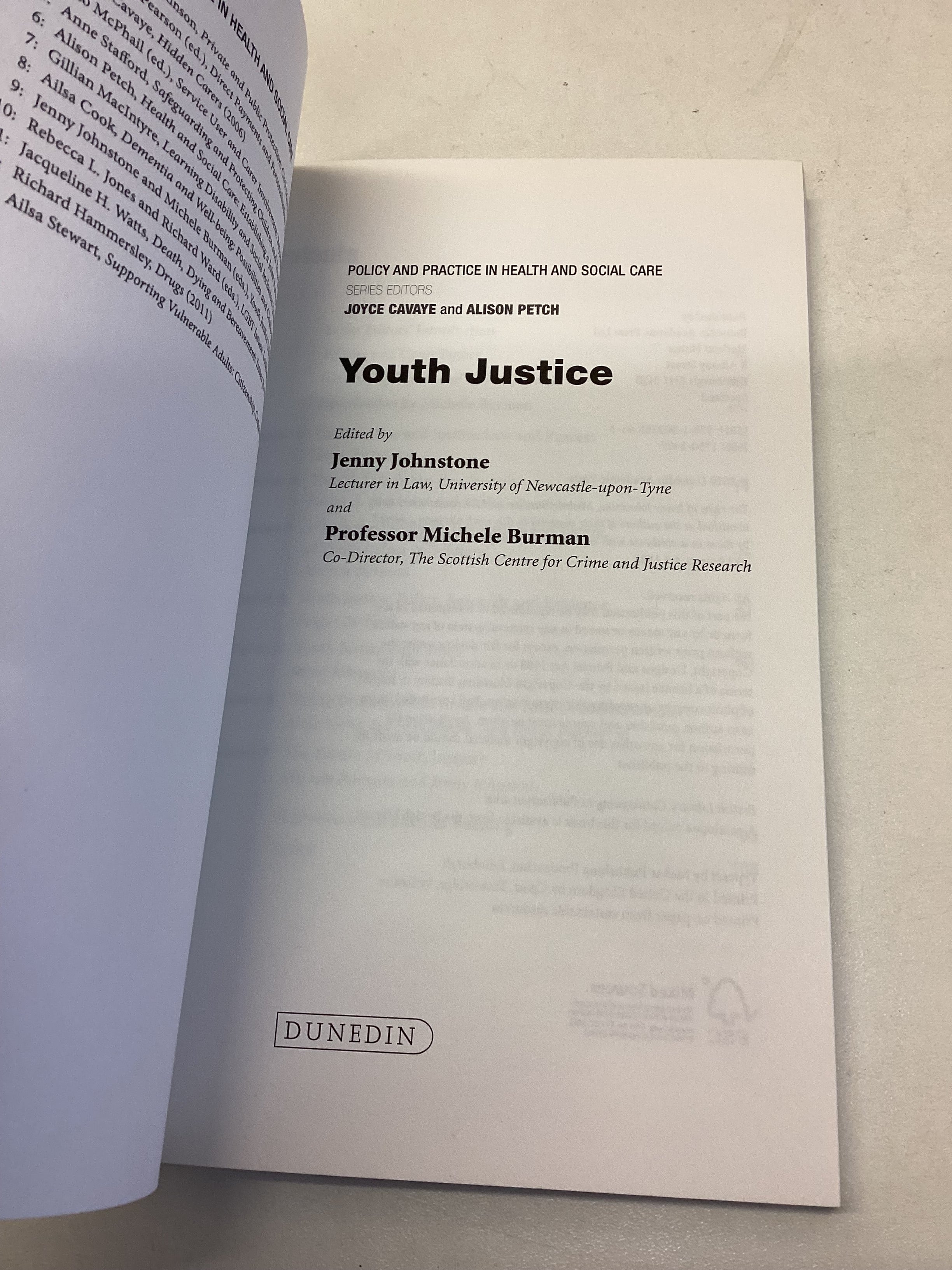 Youth Justice Policy and Practice in Health and Social Care Edited