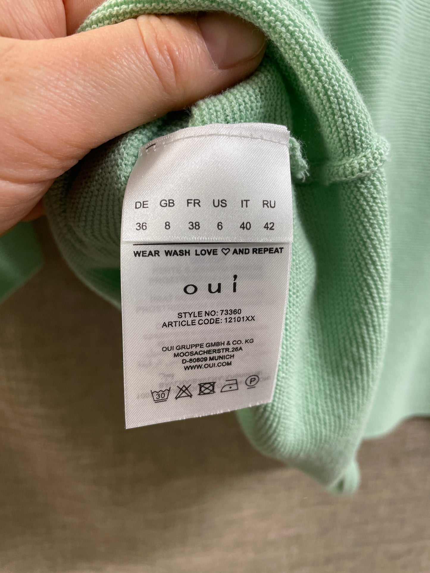 Oui New with Tags Mint Green Cropped Jumper Size EUR 36 UK 8