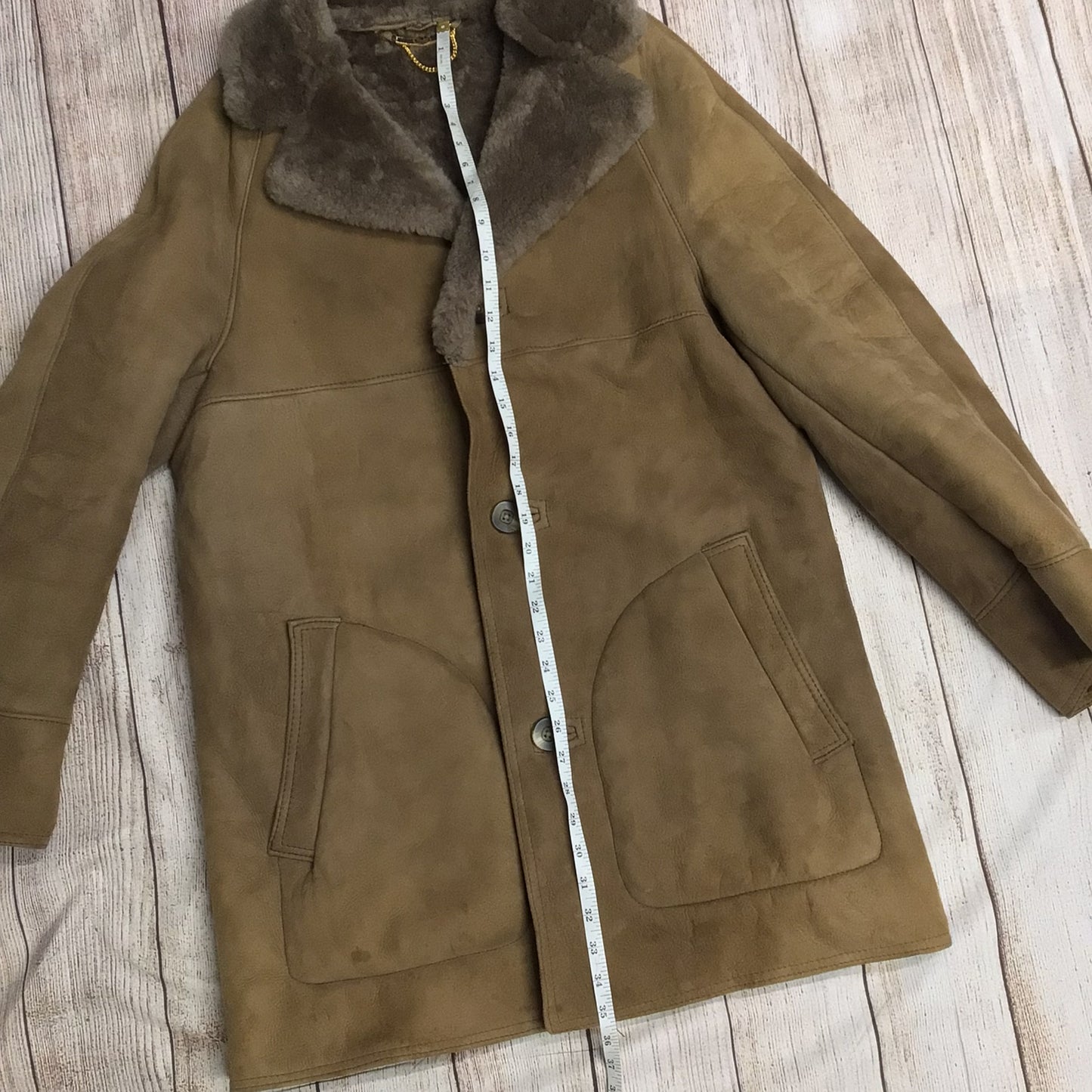 Skin Flair Beige & Brown Sheepskin Coat Size 40 (102cm)