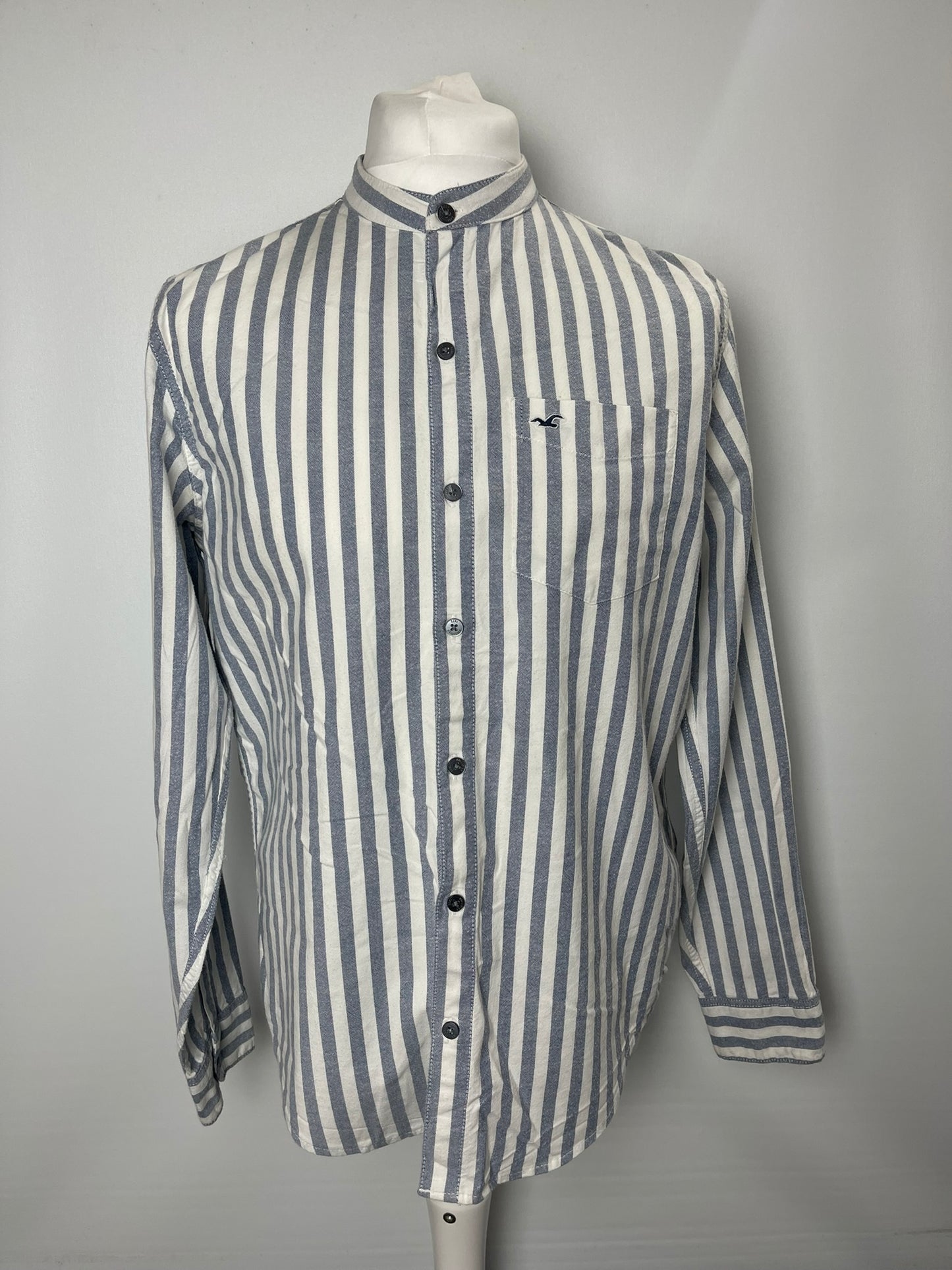 Hollister Blue and White Shirt Medium