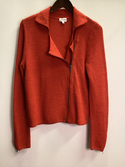 Brora 100% Merino Biker Style Zip Up Red Knit Size 12