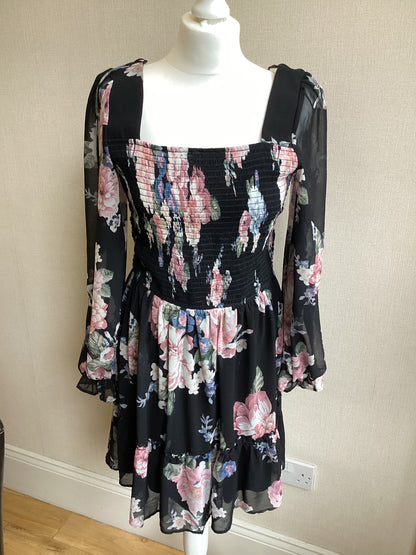 Lipsy Black Multi Colour Dress 14