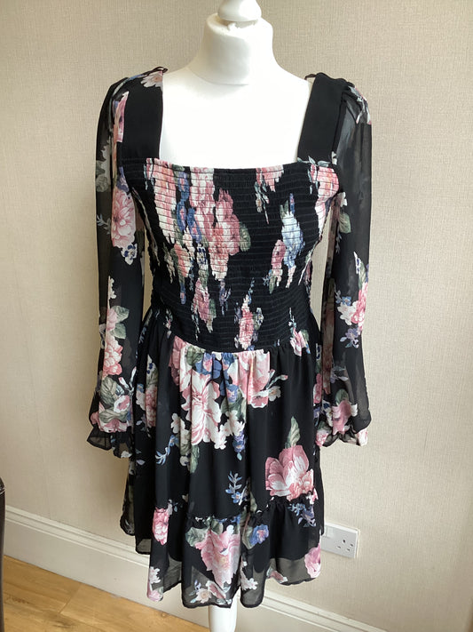 Lipsy Black Multi Colour Dress 14