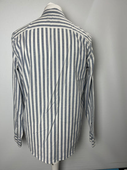 Hollister Blue and White Shirt Medium