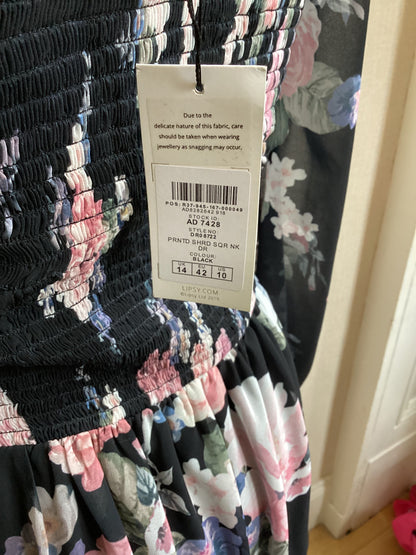 Lipsy Black Multi Colour Dress 14