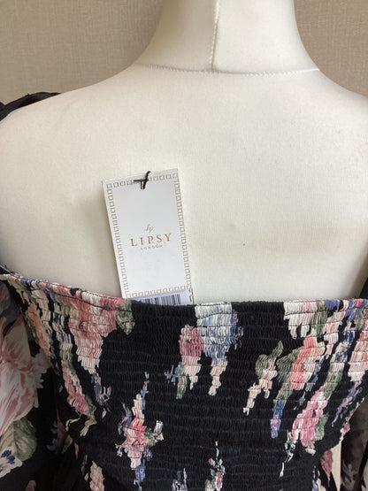 Lipsy Black Multi Colour Dress 14