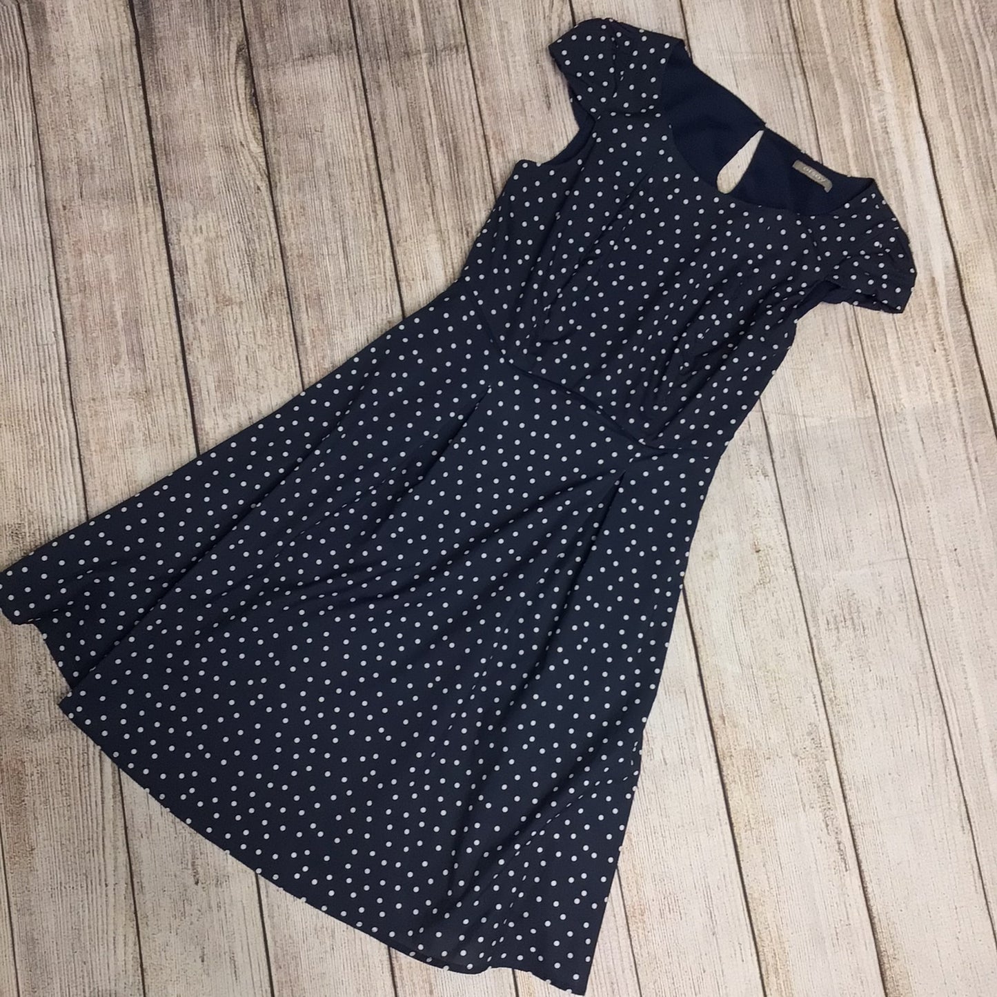 Orsay Blue & White Spotty Skater Dress w/Cap Sleeve Size 6 (size 34 on label)