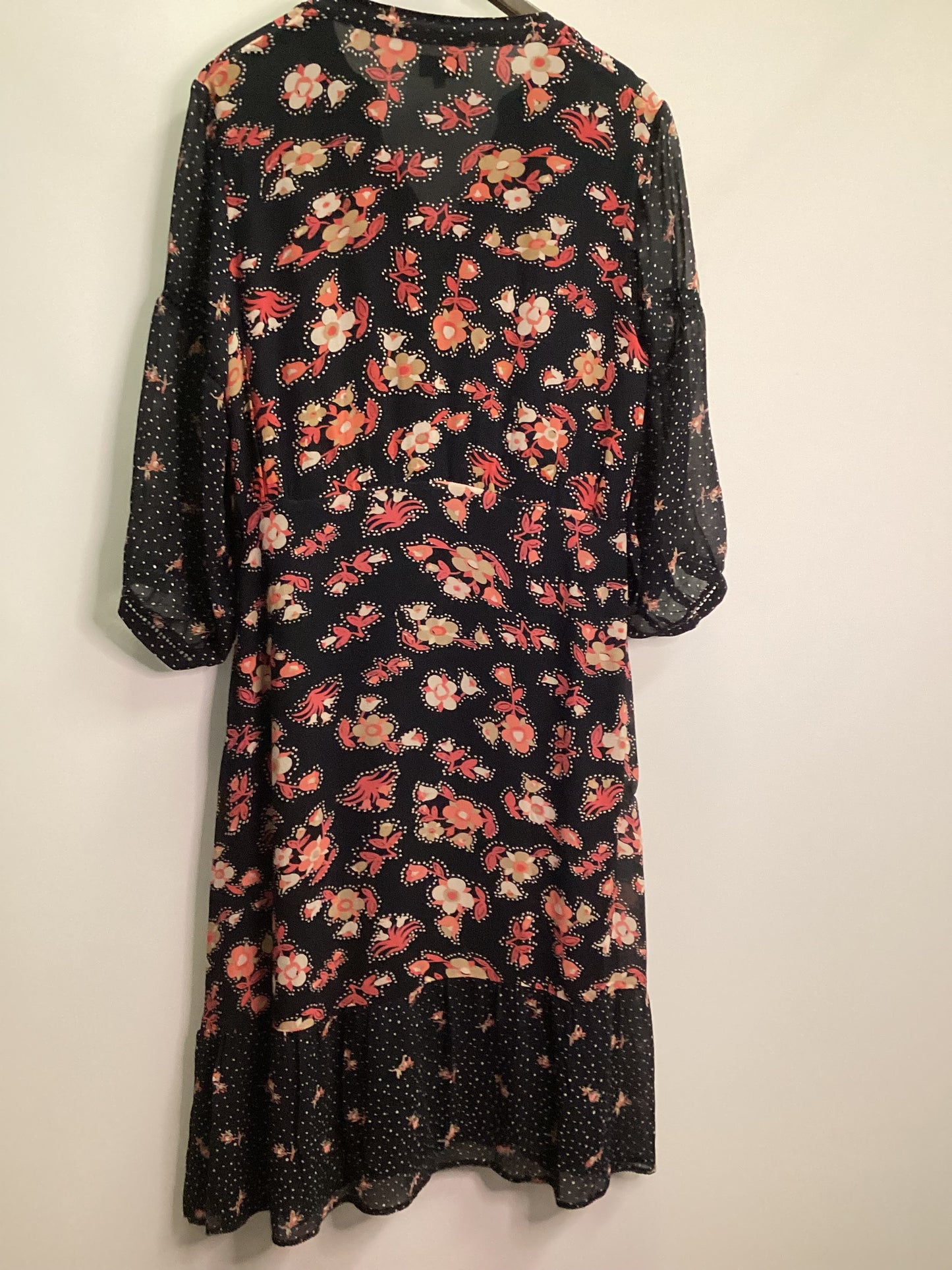 Brora 100% Silk Floral Dress with Beaded Hem Size 14