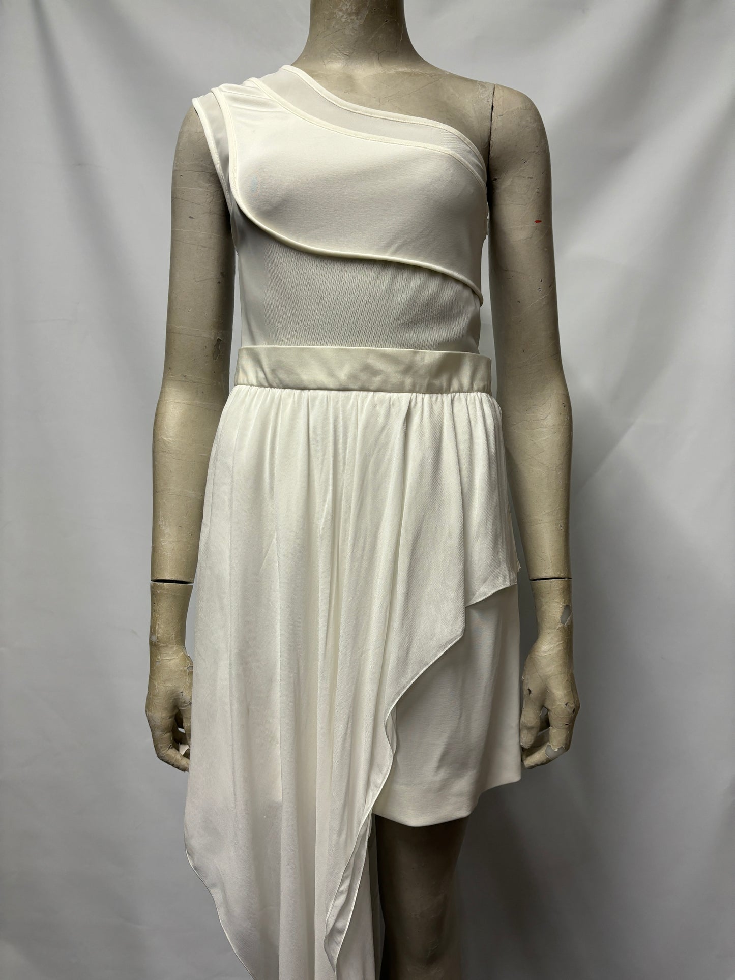 Just Cavalli White One Shoulder Mesh Dress 8 BNWT