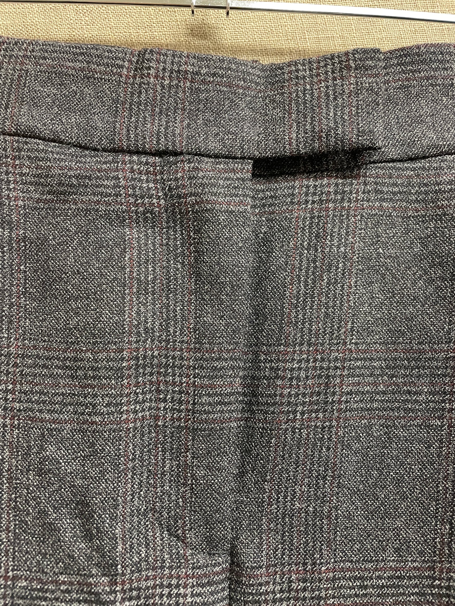 All Saints Grey Checked Wide Leg Wool Mix Trousers UK 6