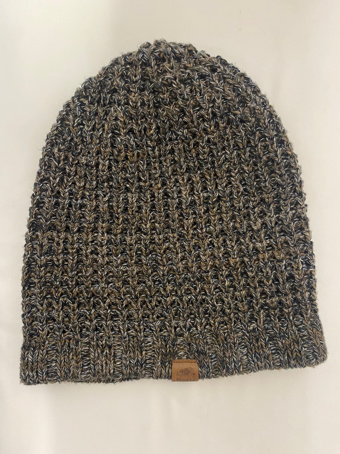Roots Knitted Khaki Cotton Blend Beanie