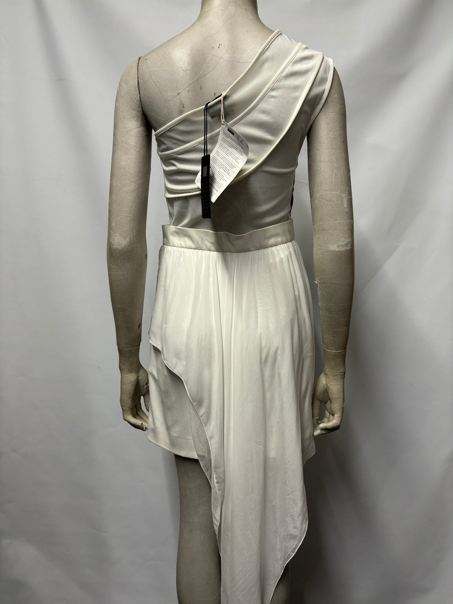 Just Cavalli White One Shoulder Mesh Dress 8 BNWT