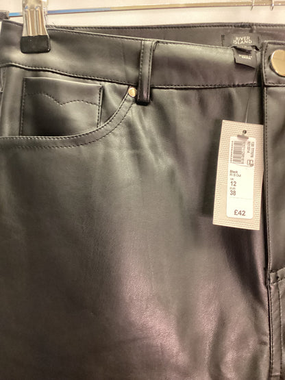 BNWT River Island Faux Leather Black Trousers Size 12