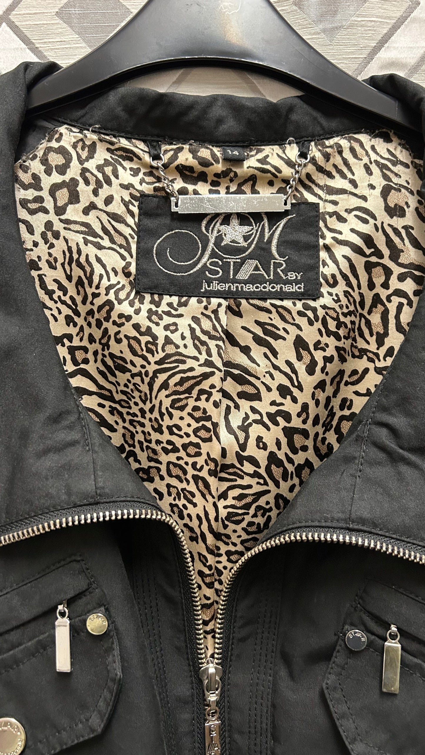 Julien Macdonald Womens Coat, Leopard Print Lining size 14