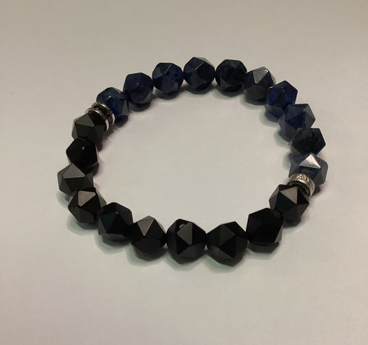 AWNL Stockholm Poseidon Onyx & Dumortierite Bracelet Size XL