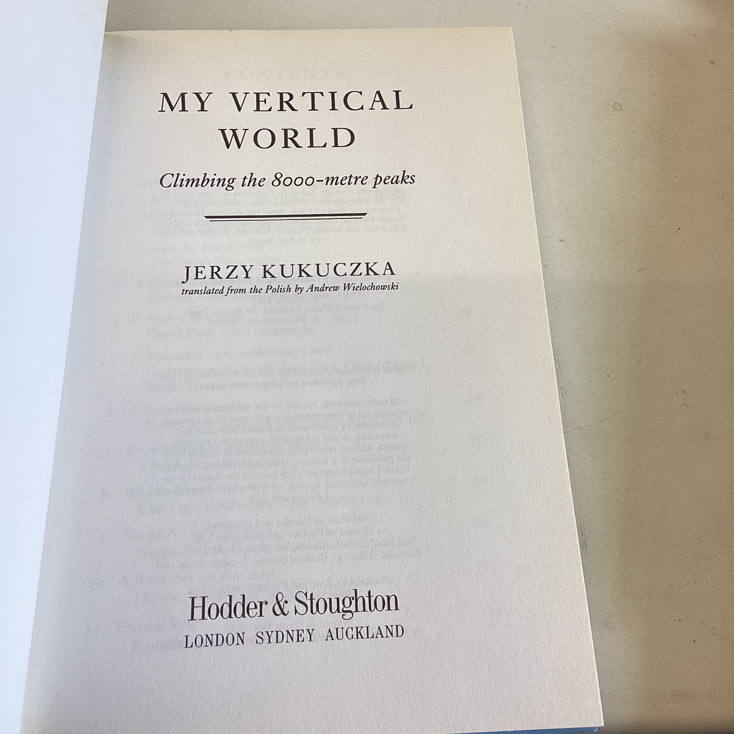 My Vertical World Jerzy Kukuczka