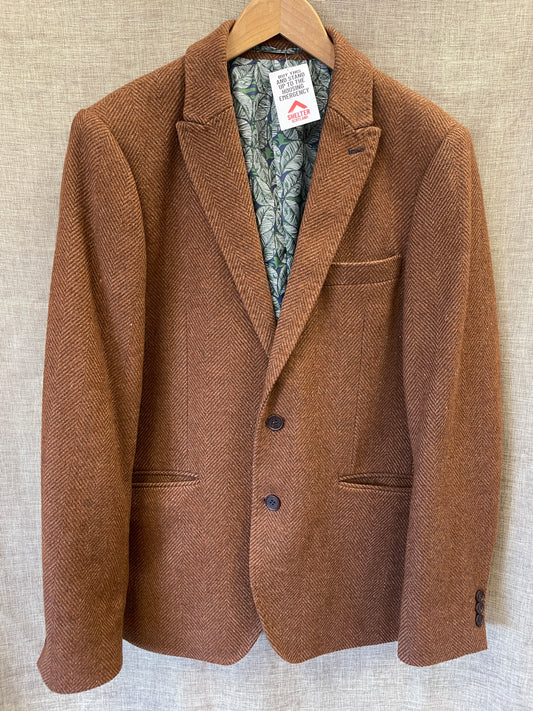Feraud Rust Brown Italian Wool Mix Sports Jacket Size 42 Large