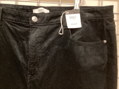 M&S Black Straight Leg Trousers – Size 20 Regular – BNWT