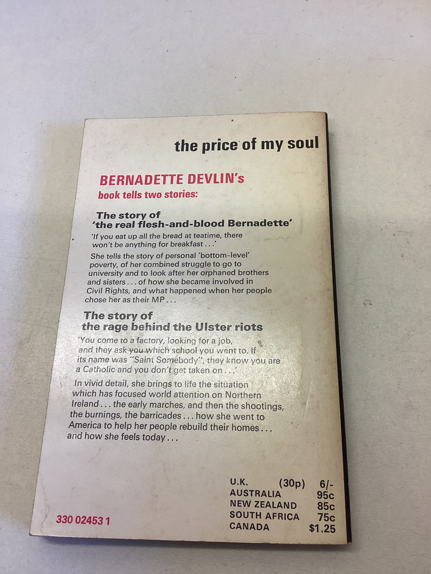 Bernadette Devlin The Price of My Soul