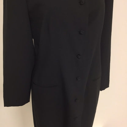 Jones New York Black Button Up Dress w/Scallop Neckline Size 12