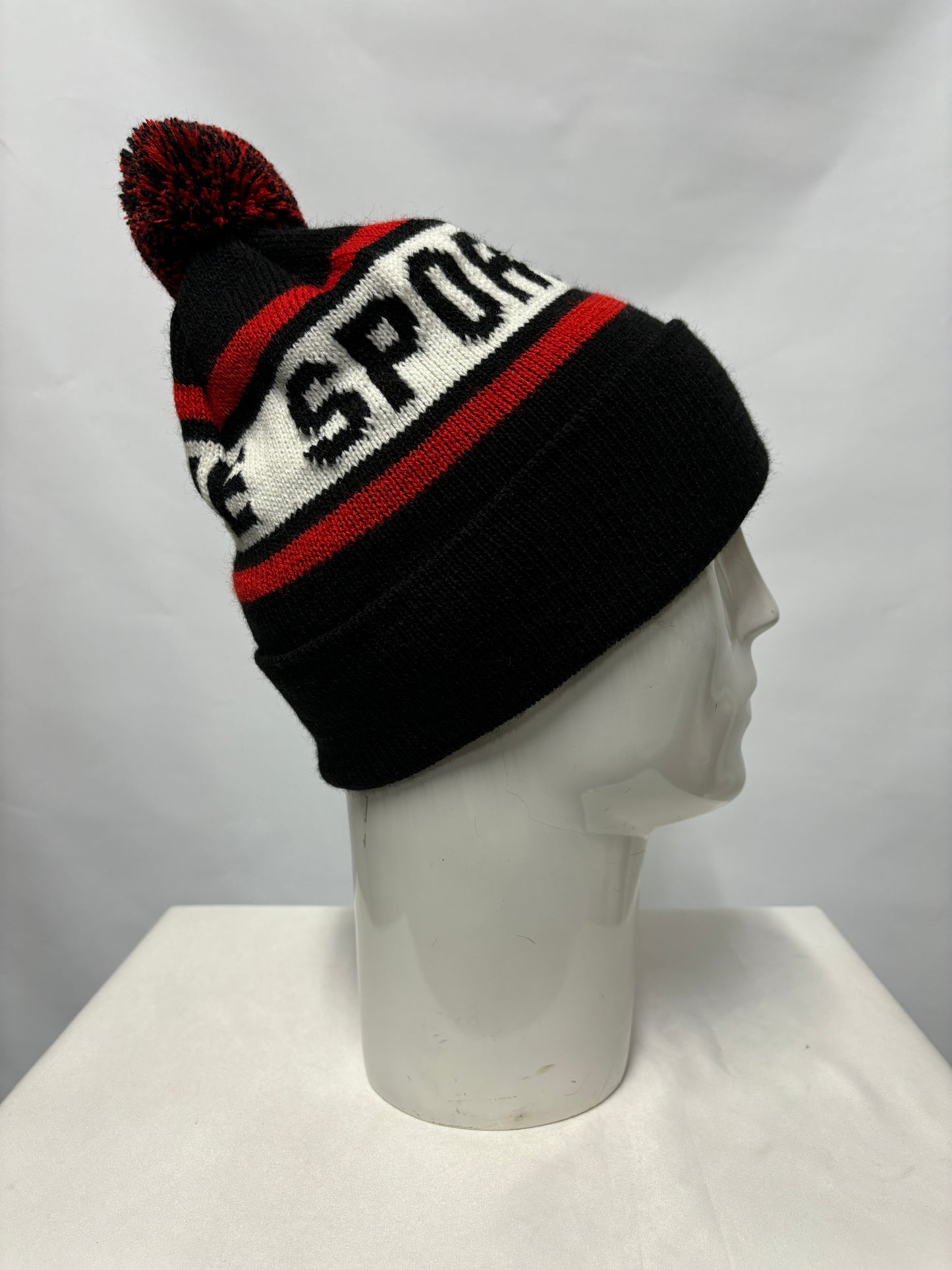 702 Headware Red, White and Black Bobble Hat OS