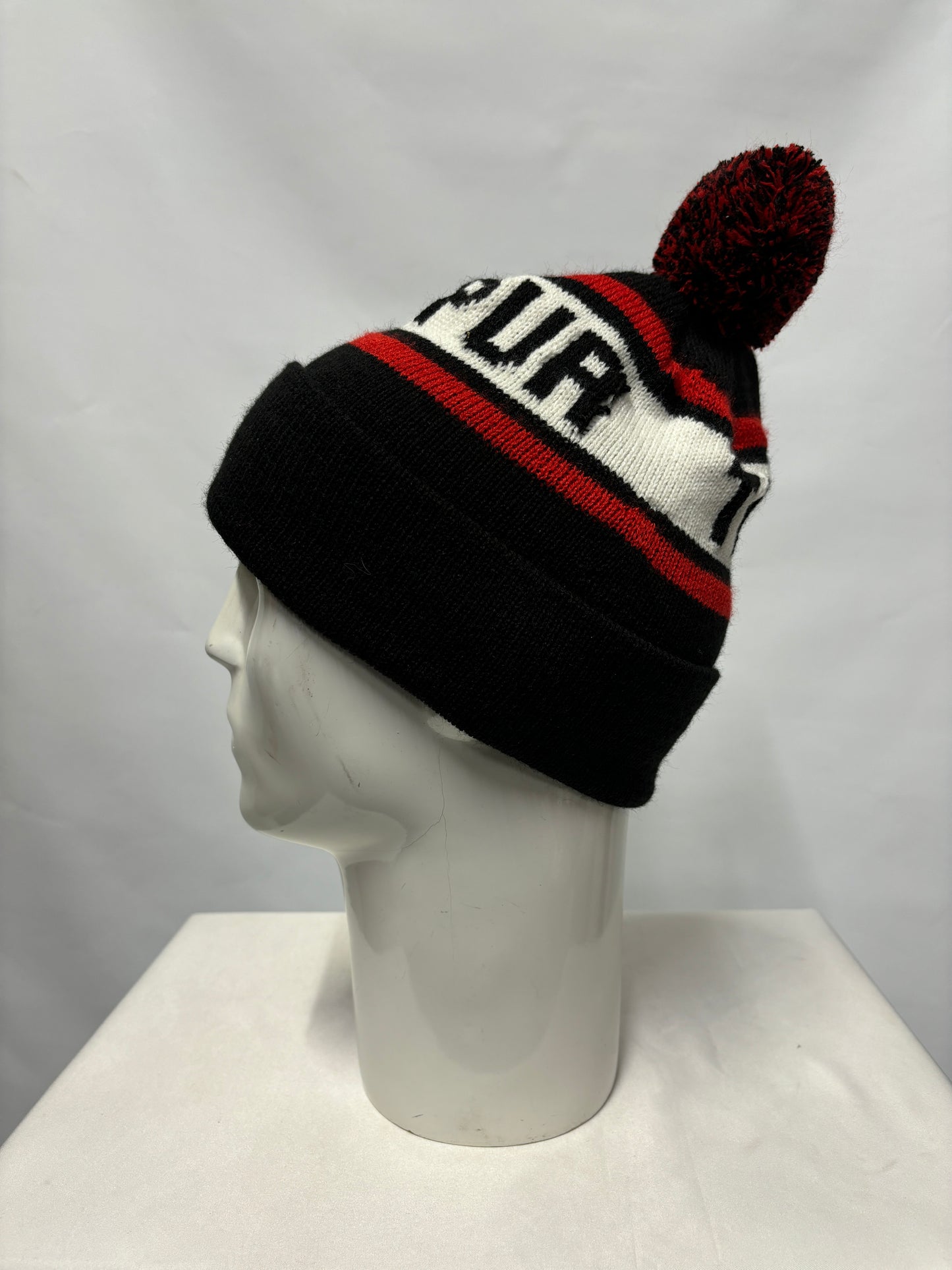 702 Headware Red, White and Black Bobble Hat OS