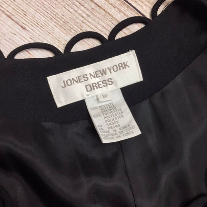 Jones New York Black Button Up Dress w/Scallop Neckline Size 12