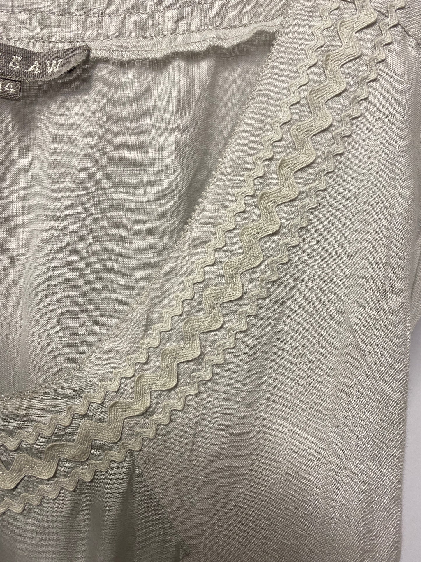 Jigsaw Grey Linen A-Line Sleeveless Dress 14