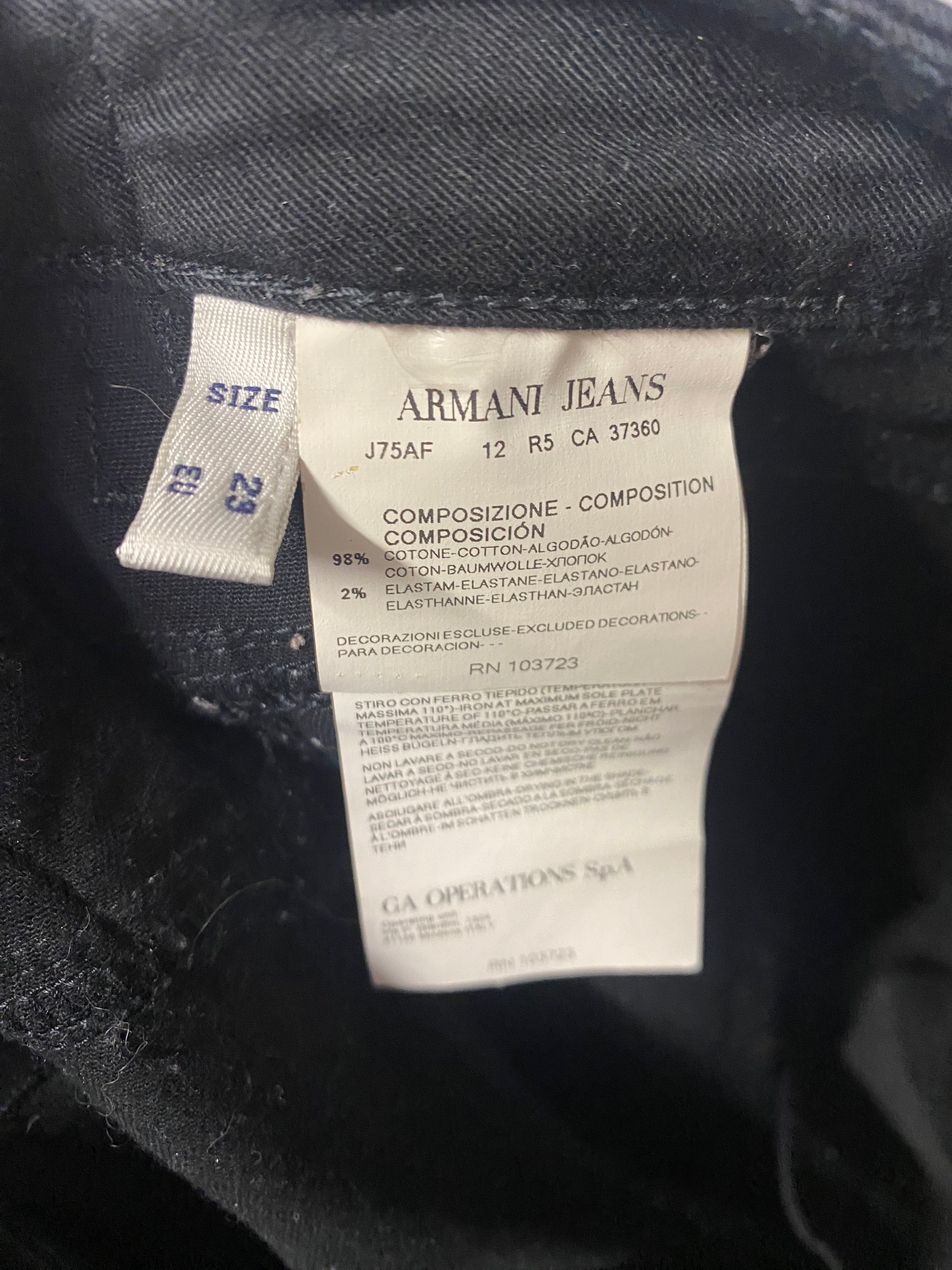 Armani Jeans Black Straight Leg Jeans 29 Shop for Shelter