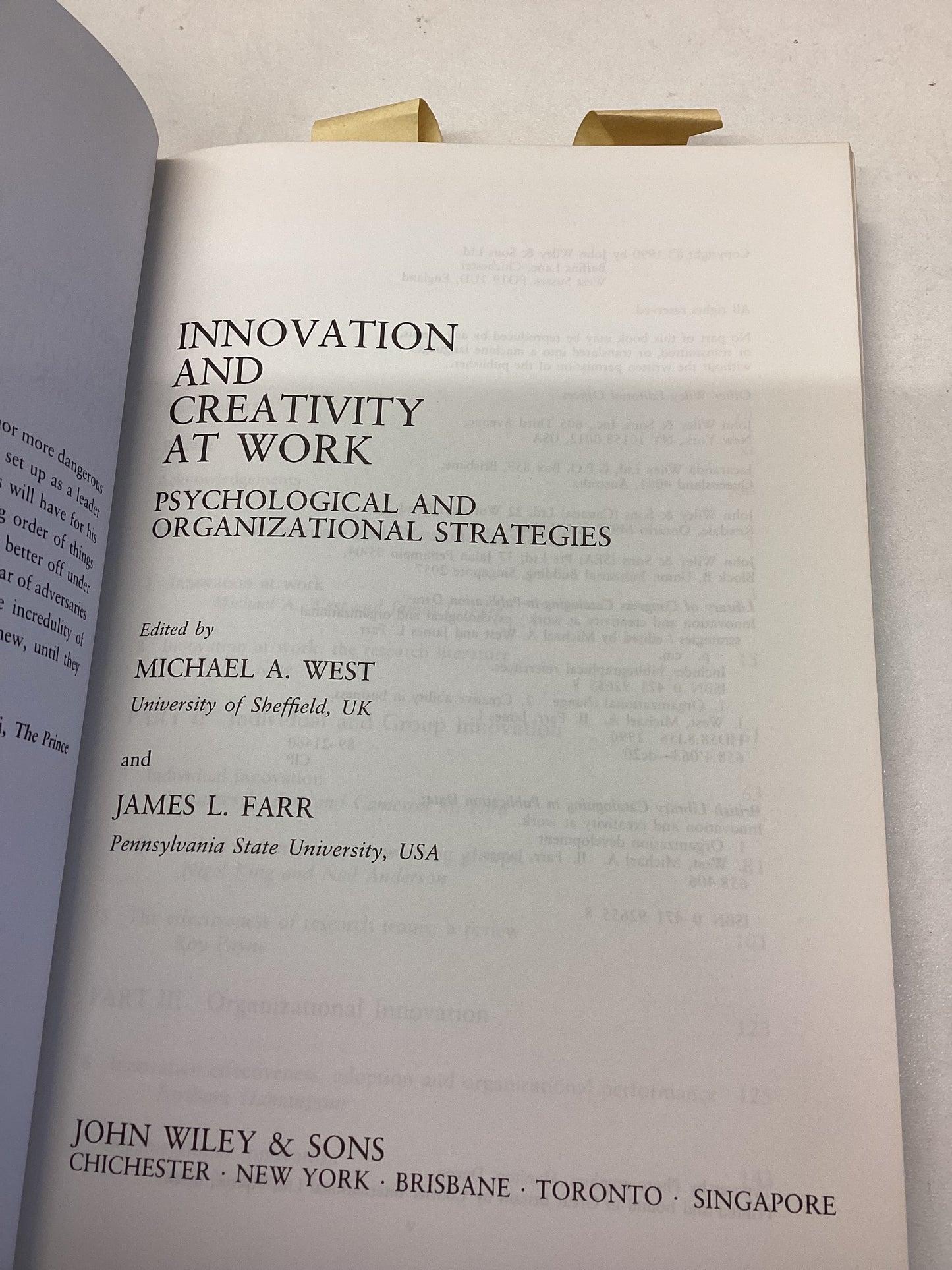 Innovation and Creativity At Work Psychological and Organizational Strategies