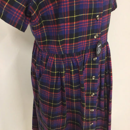 BNWT Joanie Purple Check Print Shirt Dress w/Pockets 100% Cotton RRP£65 Size 16