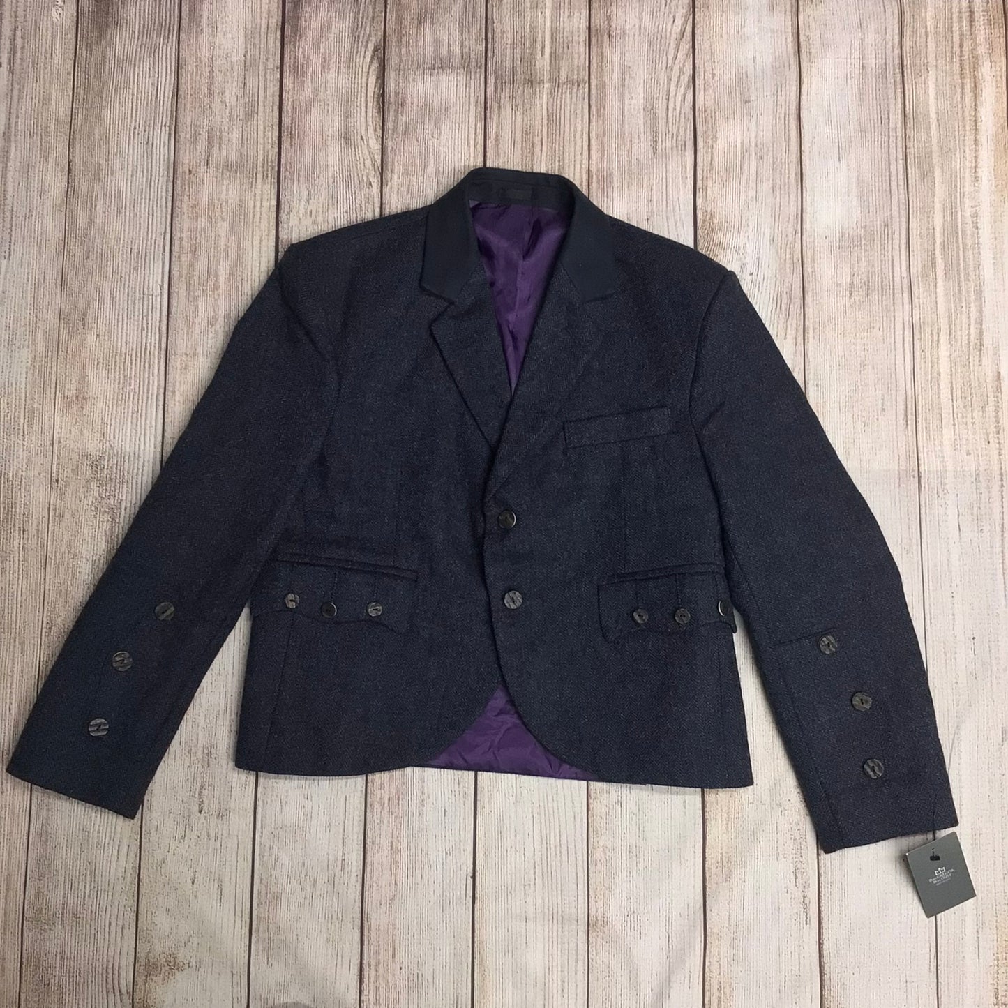 BNWT MacGregor MacDuff Blue Herringbone 2 Button Blazer Jacket RRP £129 Size 40 Short