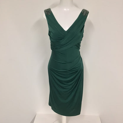 Lana Marie Ariella Jade Green Dress w/Beaded Shoulder Detail Size 8