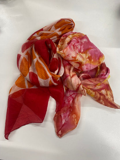 Pink and Orange Unbranded Silk Scarf Bundle x2