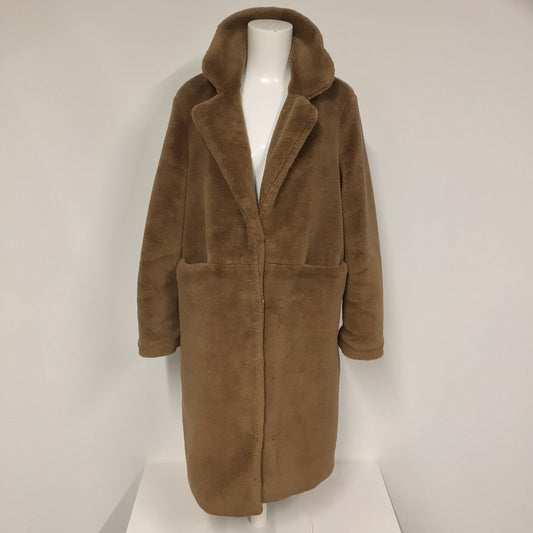 Vero Moda Brown Holly Long Teddy Jacket Coat Size 46 EU (on label)