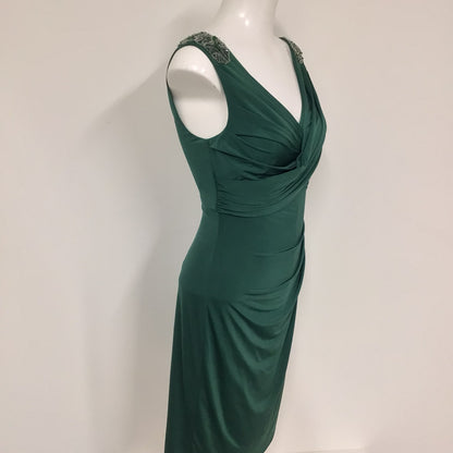 Lana Marie Ariella Jade Green Dress w/Beaded Shoulder Detail Size 8