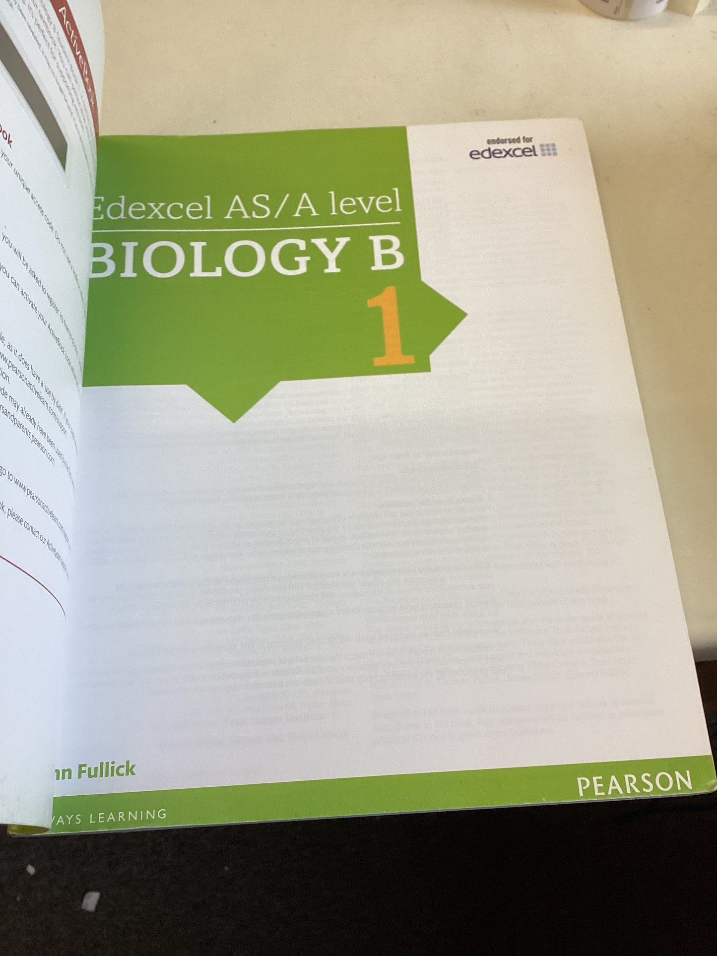 Edexcel AS/A Level Biology B 1 New For 2015 Active Book Ann Fullick
