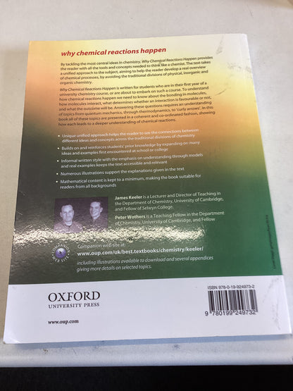 Why Chemical Reactions Happen James Keeler Peter Wothers