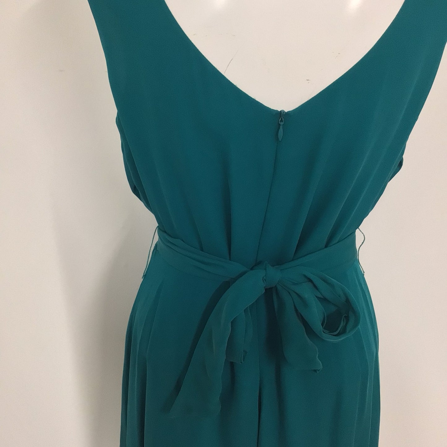 BNWT Jaeger Teal Green V Neck Dress w/Tie Waist 100% Silk RRP£280 Size 14