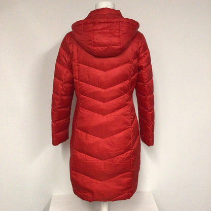 Lands' End Red Hooded Long Down Feather Jacket Size XS