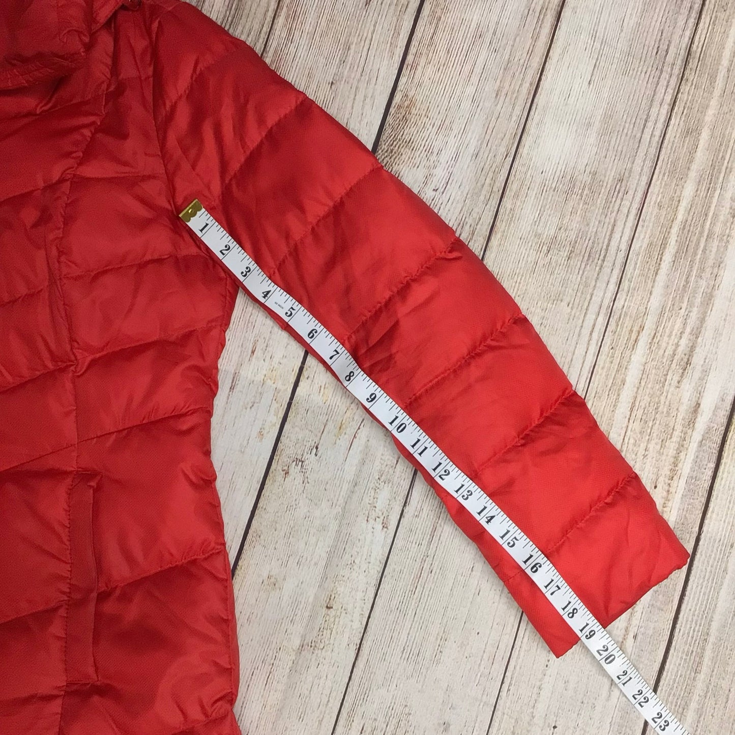 Lands' End Red Hooded Long Down Feather Jacket Size XS