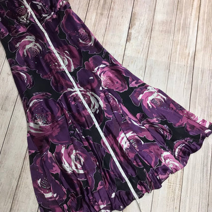 Ann Harvey Purple Floral Silk Blend Long Dress w/Sequin Detailing Size 18