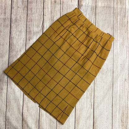 Vintage Mondi W.Germany Mustard Yellow Check Pencil Skirt Size 36