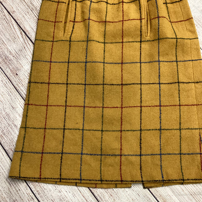 Vintage Mondi W.Germany Mustard Yellow Check Pencil Skirt Size 36