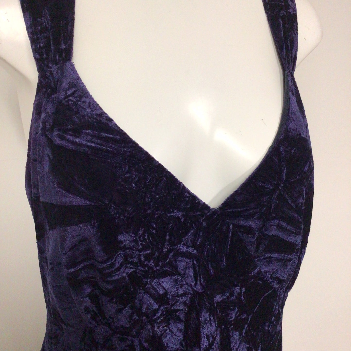 Roman Originals Purple Velvet Cross Back Strap Long Dress Size 18